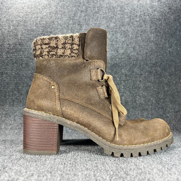 Bussola Womens Chunky Lug Sole Heeled Ankle Boots Womens 9-9.5 EU 40 Brown Suede - Picture 1 of 14